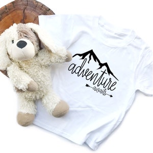 Boy Toddler Clothes Adventure Awaits t-shirt kids tshirt t shirt outdoors mountains nature climber climb explore image 3