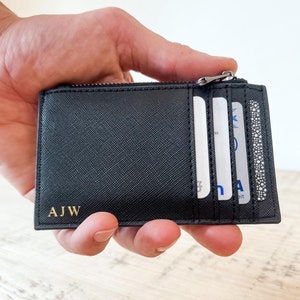 Mens Women Small Black Genuine Soft Leather Card Holder Wallet -  Hong  Kong