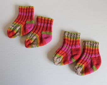 Handmade Knit Wool Socks for Baby and Toddler 3-6 Months