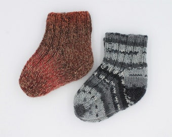 Handmade Knit Wool Socks for Baby and Toddler 6-12 Months