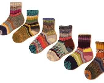 Unique Handmade Knit Wool Socks for Baby and Toddler 18-24 Months