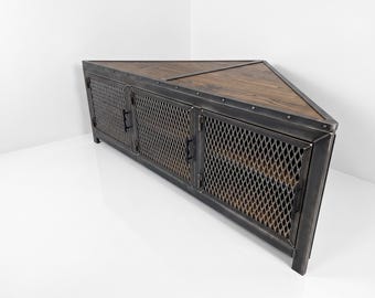 Modern Industrial Corner Cabinet Media Console