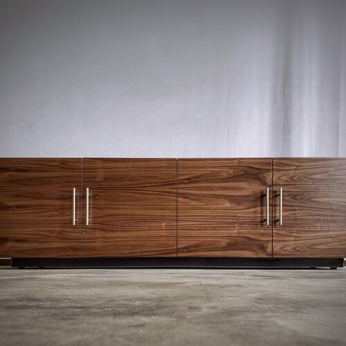 Black Walnut Mid Century Modern Media Console Etsy
