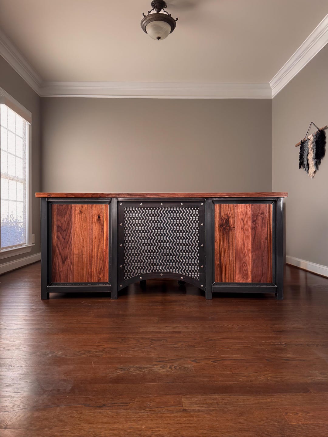 Modern Industrial Black Walnut and Steel Executive Office Desk - Etsy