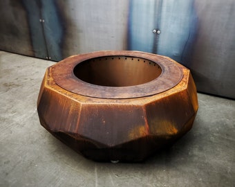 Modern Industrial Smokeless Fire Pit, Rust Oxide