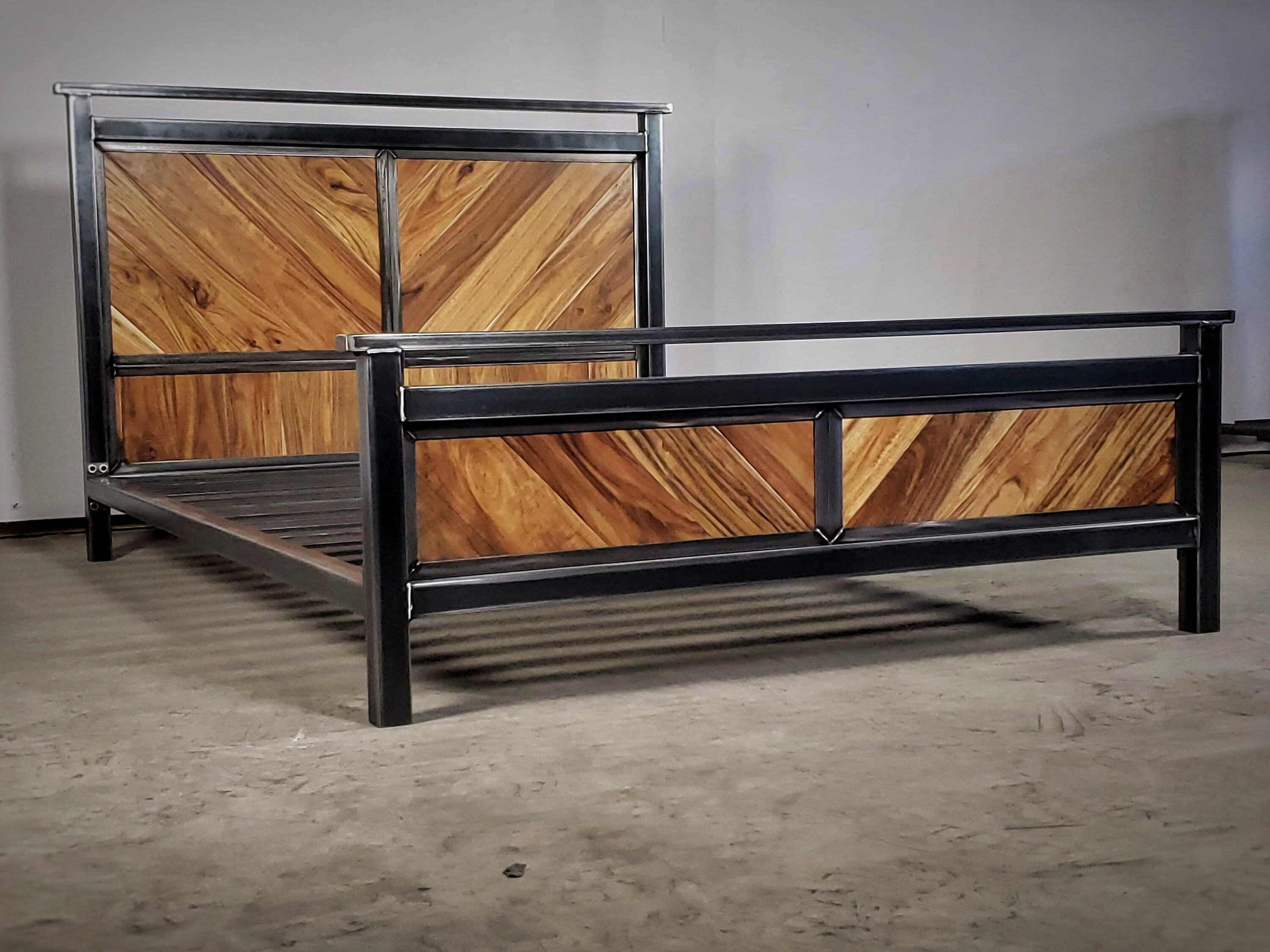 Platform bed modern industrial headboard foot board and bed | Etsy