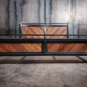Platform bed, modern industrial headboard, foot board, and bed frame image 3
