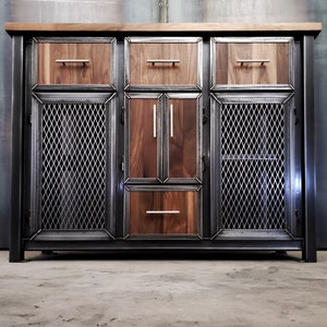 Modern Industrial Console Table, Bar Cabinet, and Media Console