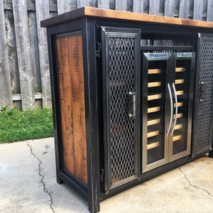 Custom Industrial Wine Cabinet / Liquor Cabinet / Rolling Bar / Bar