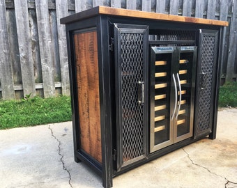 Custom Industrial Wine Cabinet / Liquor Cabinet / Rolling Bar / Bar