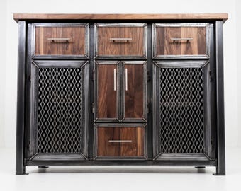 Modern Industrial Console Table, Bar Cabinet, and Media Console