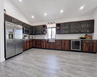 Custom kitchen cabinets, modern industrial cabinets