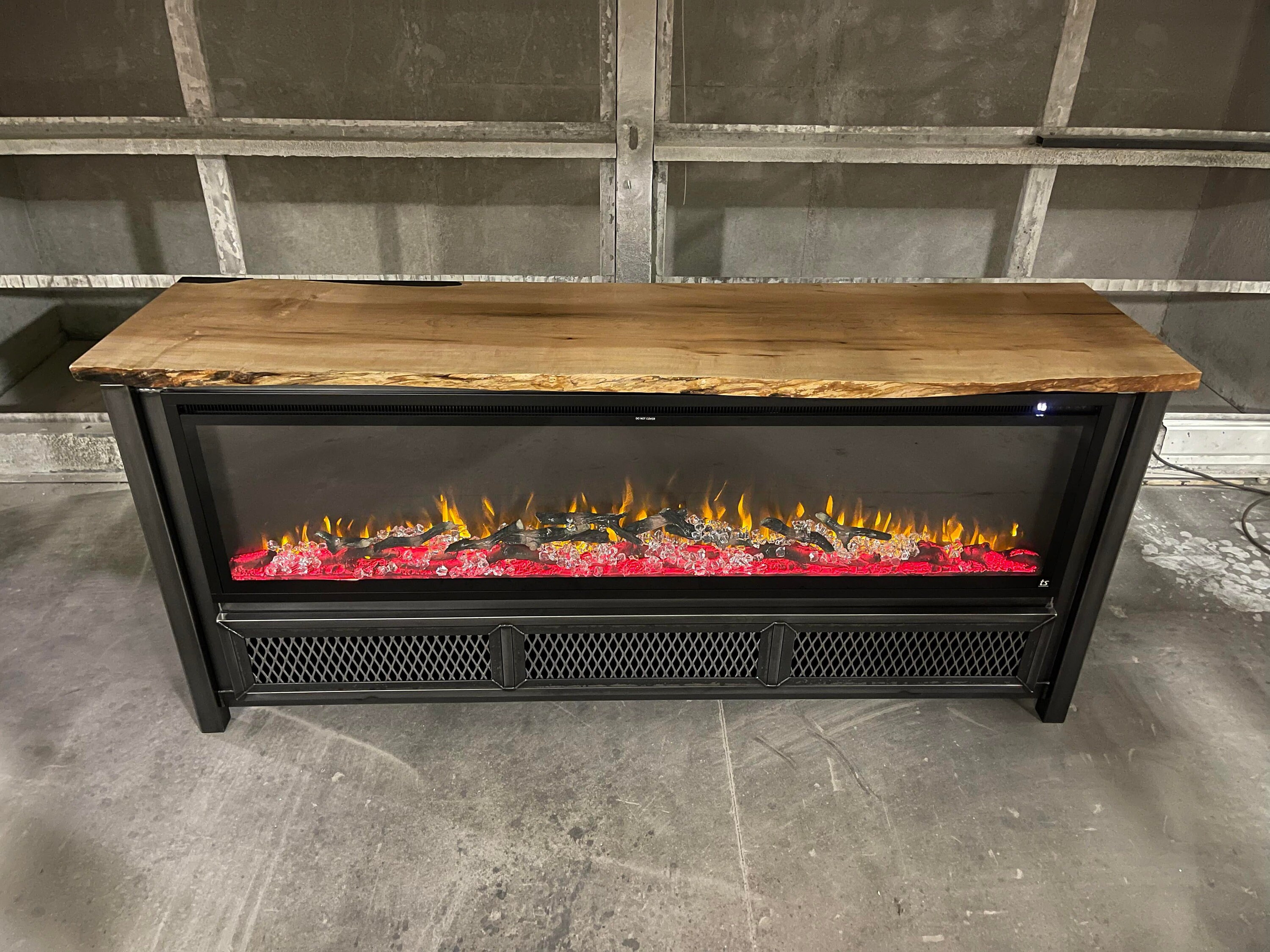 Modern Industrial Fireplace Console, Media Console With Fireplace ...