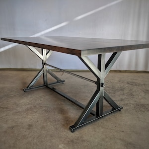 Modern industrial dining table, rustic farmhouse dinner table