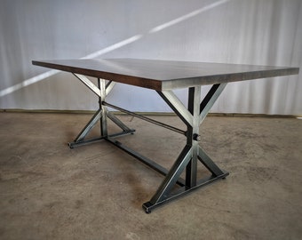Modern industrial dining table, rustic farmhouse dinner table