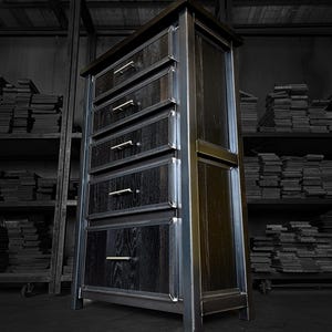 Modern Industrial Dresser Chest, Drawer Bank