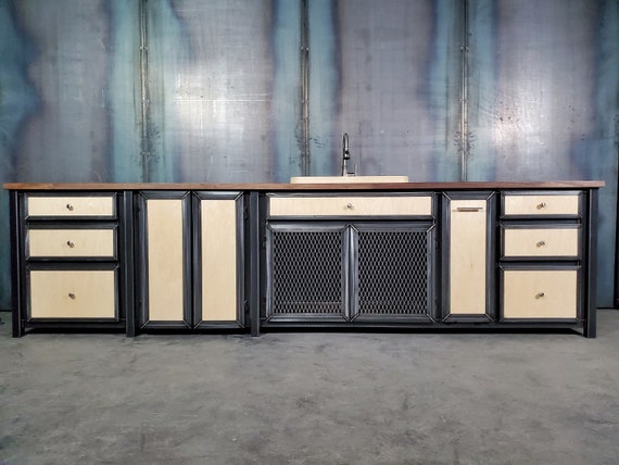 Custom kitchen cabinets, modern industrial cabinets
