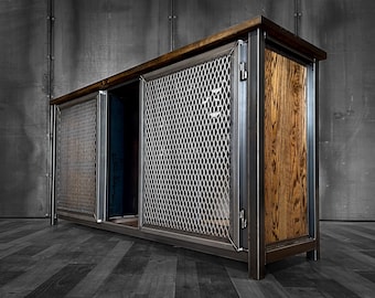 Modern Industrial 8ft Liquor Cabinet and Wine Bar