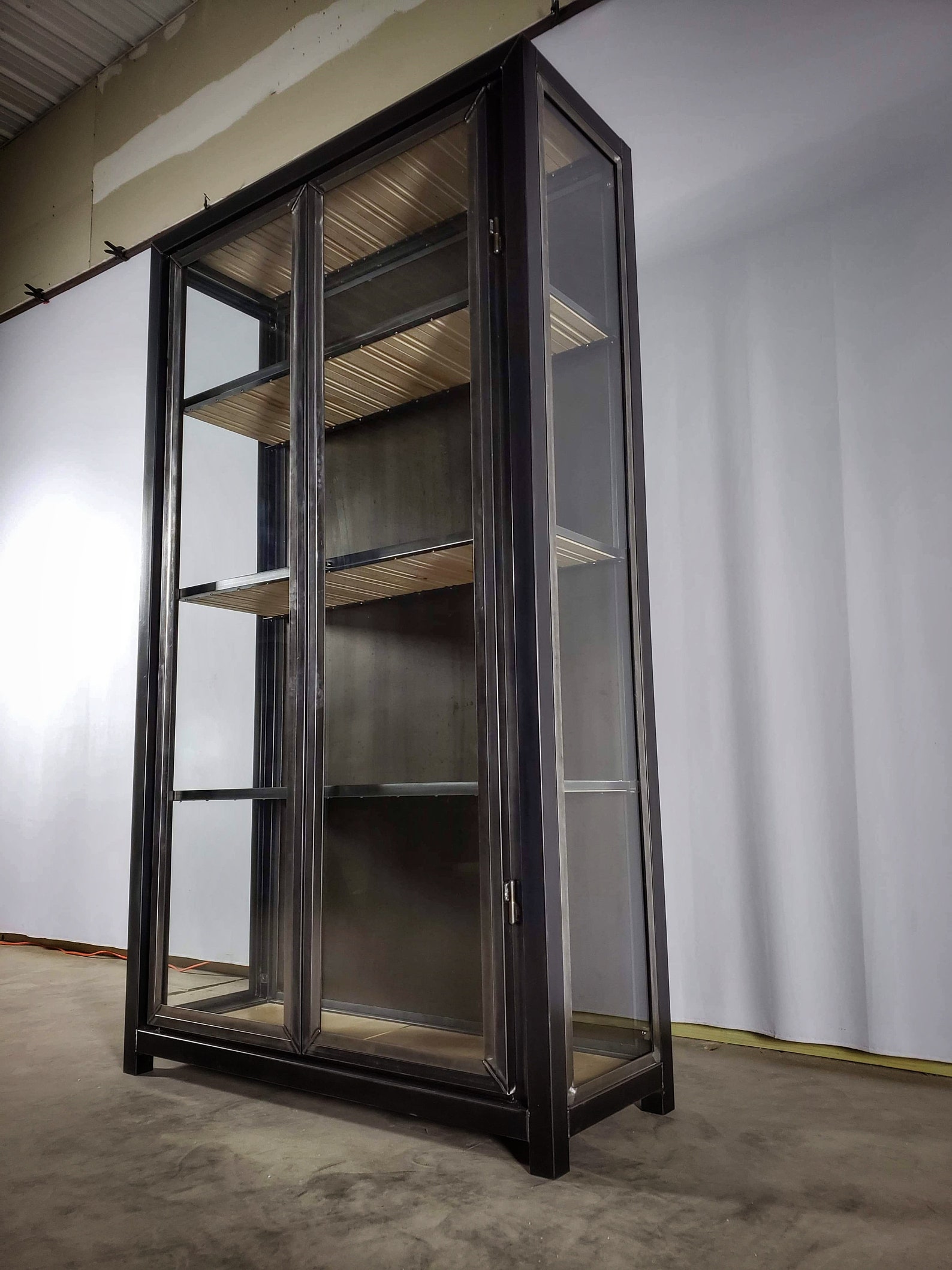 Modern curio Industrial hutch display case Etsy