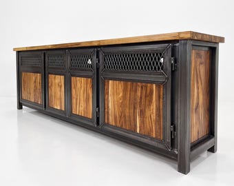 8ft Media Console, Modern Industrial Credenza