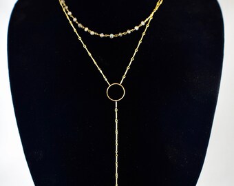 14k Gold-Filled Layered Lariat Necklace
