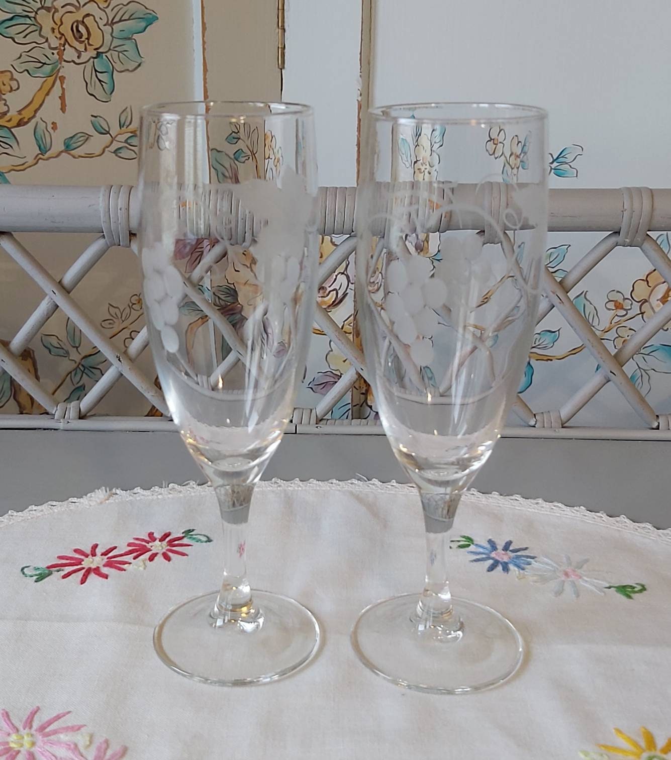 Vintage Champagne Flutes Etsy