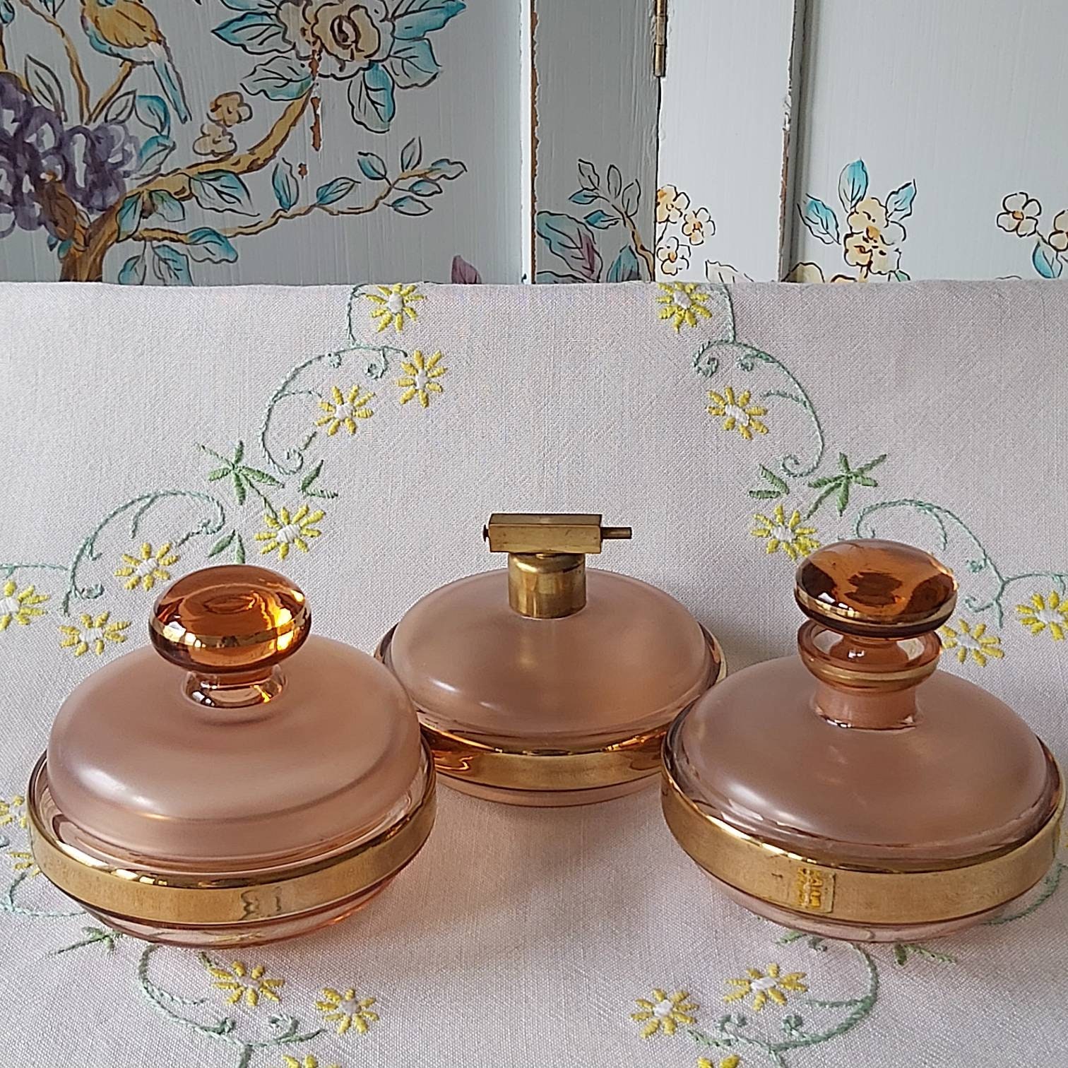 A Vintage Glass Dressing Table Set 1930s1950s Etsy