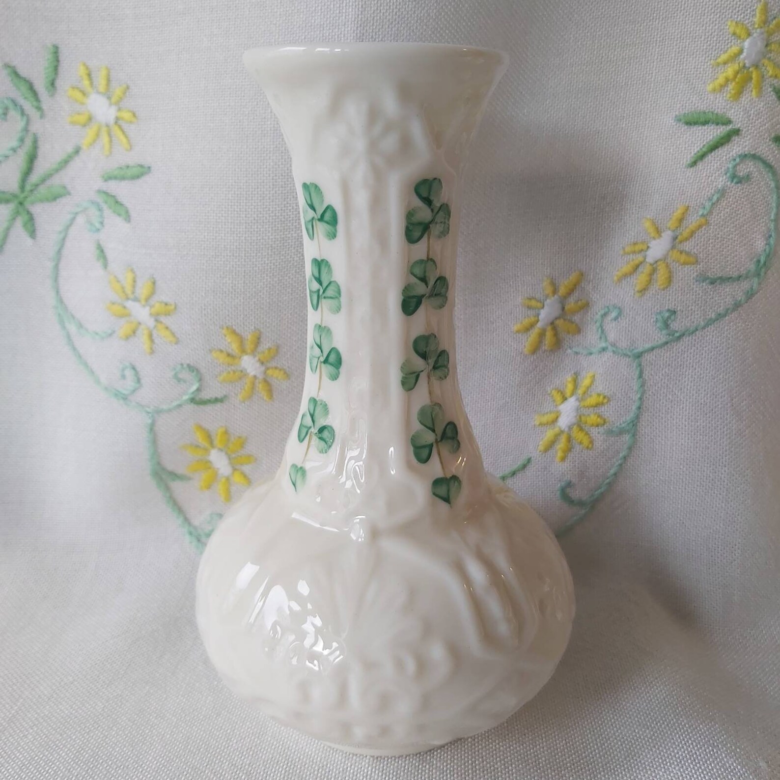 A Vintage Belleek Shamrock design Bud Vase c1980s Etsy