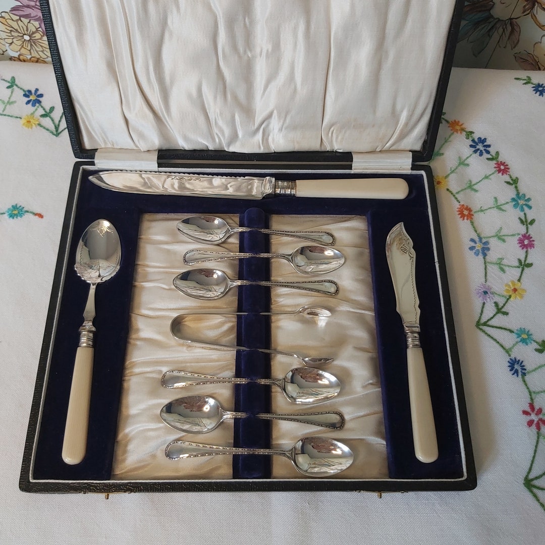 Antique Silver Plated Afternoon Tea Flatware Set C1900 - Etsy