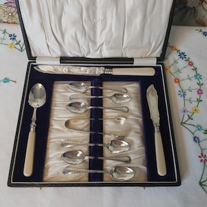 Antique Silver Plated Afternoon Tea Flatware Set c1900