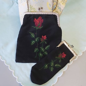 A Vintage Tapestry Bag and Matching Spectacle Case