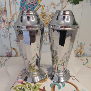 A Pair of Chrome Art Deco Vases