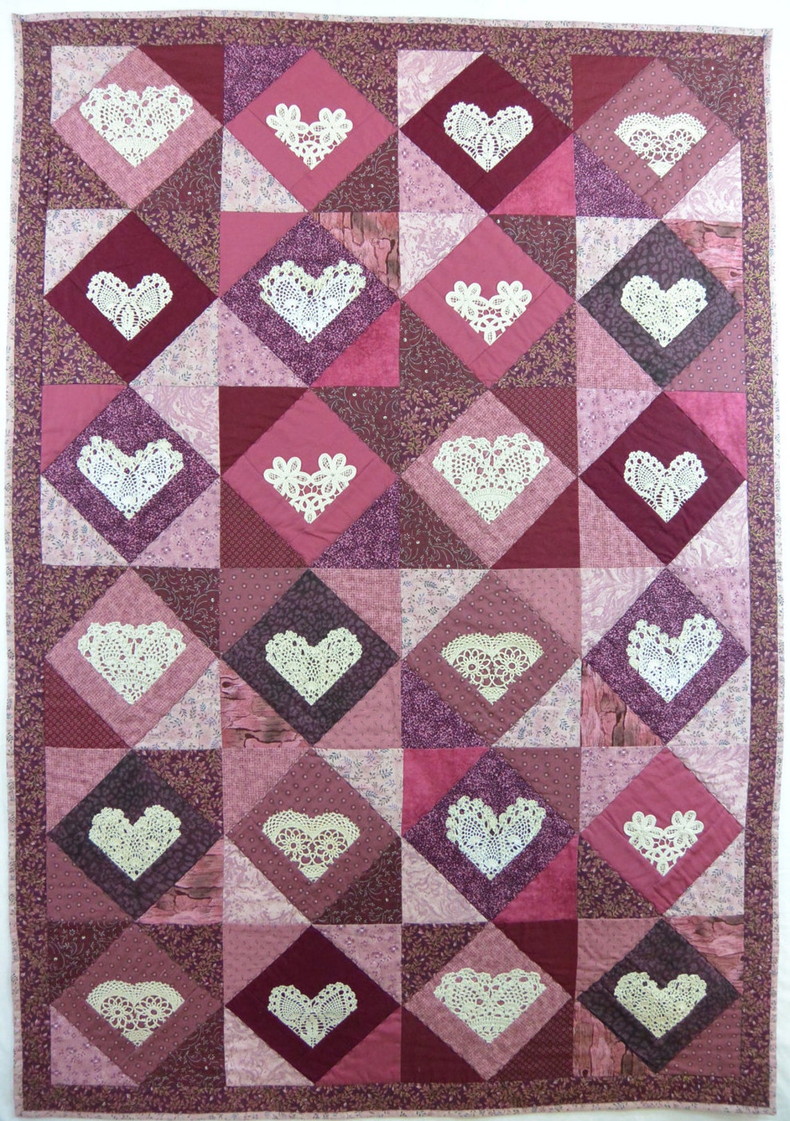 Lacey Hearts Quilt Etsy