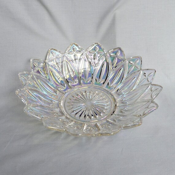 Bowl bridal shower and wedding Federal Petal  clear glass 10 inch bowl For tea party