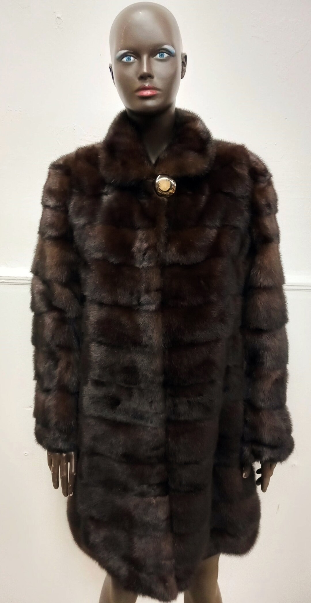 Classy Skined Mink Fur Coat, Mink Skined Fur Coat, Brown Mink Skined Fur Coat,brown Mink Fur