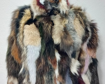 Colourful Fox Fur Jacket, Fox Fur Jacket,Colourful Fur jacket, Natural Fox Jacket,Colourful Fur Jacket,Classy Women Fox Jacket