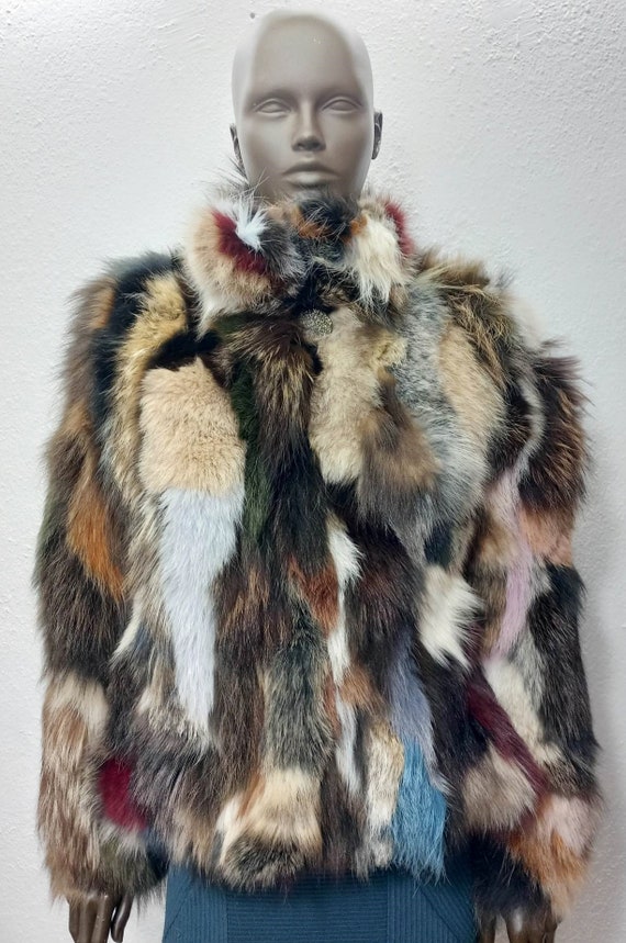 Colourful fluffy jacket sale