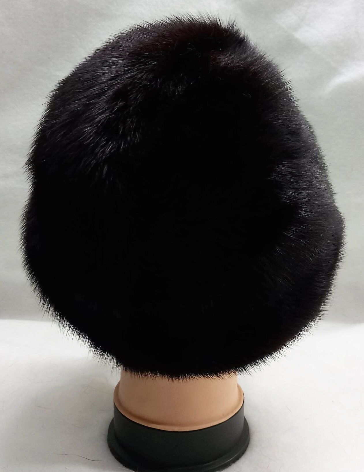 Bonnet En Fourrure Véritable De Vison Marron - Taille S, Vintage, Occasion Bon état