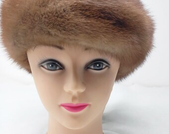 MAHOGANY MINK Knitted Hat W/brim & Rosette, Size M/L  display picture 2
