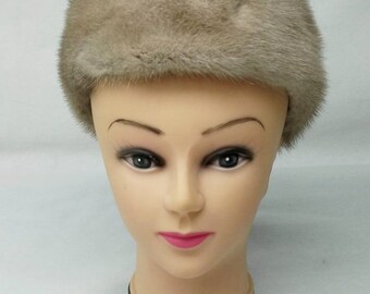 Mint Natural Gray Mink Fur & Wool Hat Cap Women Woman Size  display picture 2