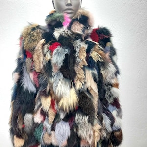 Colourful  Fox Fur Jacket, Luxury Fox Jacket, Elegant Skin Fox Jacket, Fashionable Fur Jacket,Natural Fox Fur Jacket, Women Skin Fox Jacket,