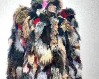Colourful  Fox Fur Jacket, Luxury Fox Jacket, Elegant Skin Fox Jacket, Fashionable Fur Jacket,Natural Fox Fur Jacket, Women Skin Fox Jacket,
