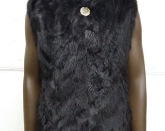 Black Rex Chinchilla Fur Vest,Sleevless Fur Jacket,Fur Jacket ,Fur Vest,Black Rex Chinchilla Waistcoat,Women Waistcoat,Sleevless Jacket