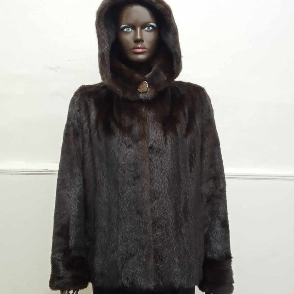 Hooded Brown Mink Fur Jacket, Hooded Mink Fur Jacket, Hooded Mink Fur Coat, Hooded Mink Fur Jacket, Hooded Mink Fur Jacket, Hooded Mink Fur,