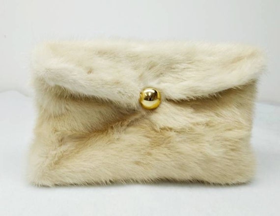 White Mink Fur Clutch Classy Mink Clutch Luxury Mink Fur White