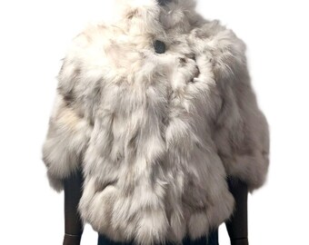 LUXURY Silver FOX Fur Cape/jacket With Whole Skins,fur Jacket