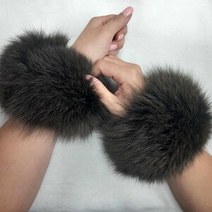 Paire De Poignets En Fausse Fourrure Renard Pour Femme - Manchettes Duveteuses Acrylique - Taille Unique !