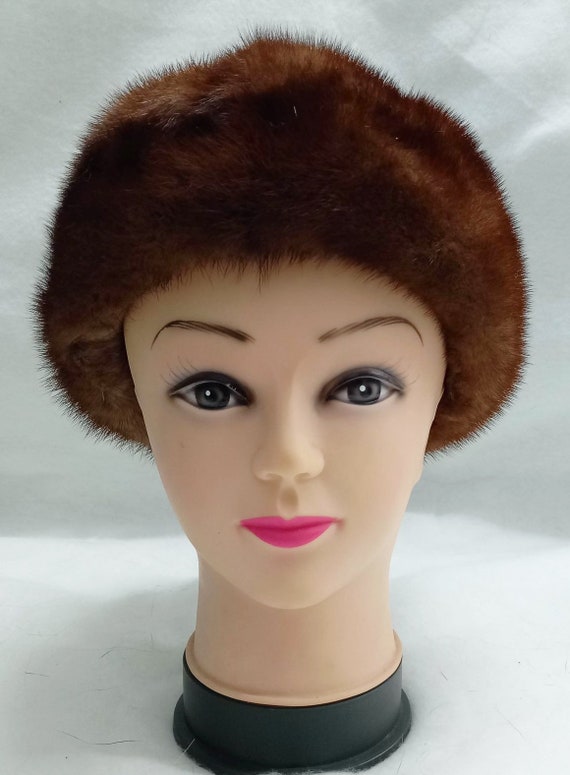 Vintage Dark Brown Faux Fur Beret 80s Brown Wool Beret/ Brown Faux Fur Border Large Vintage - Etsy main image 3