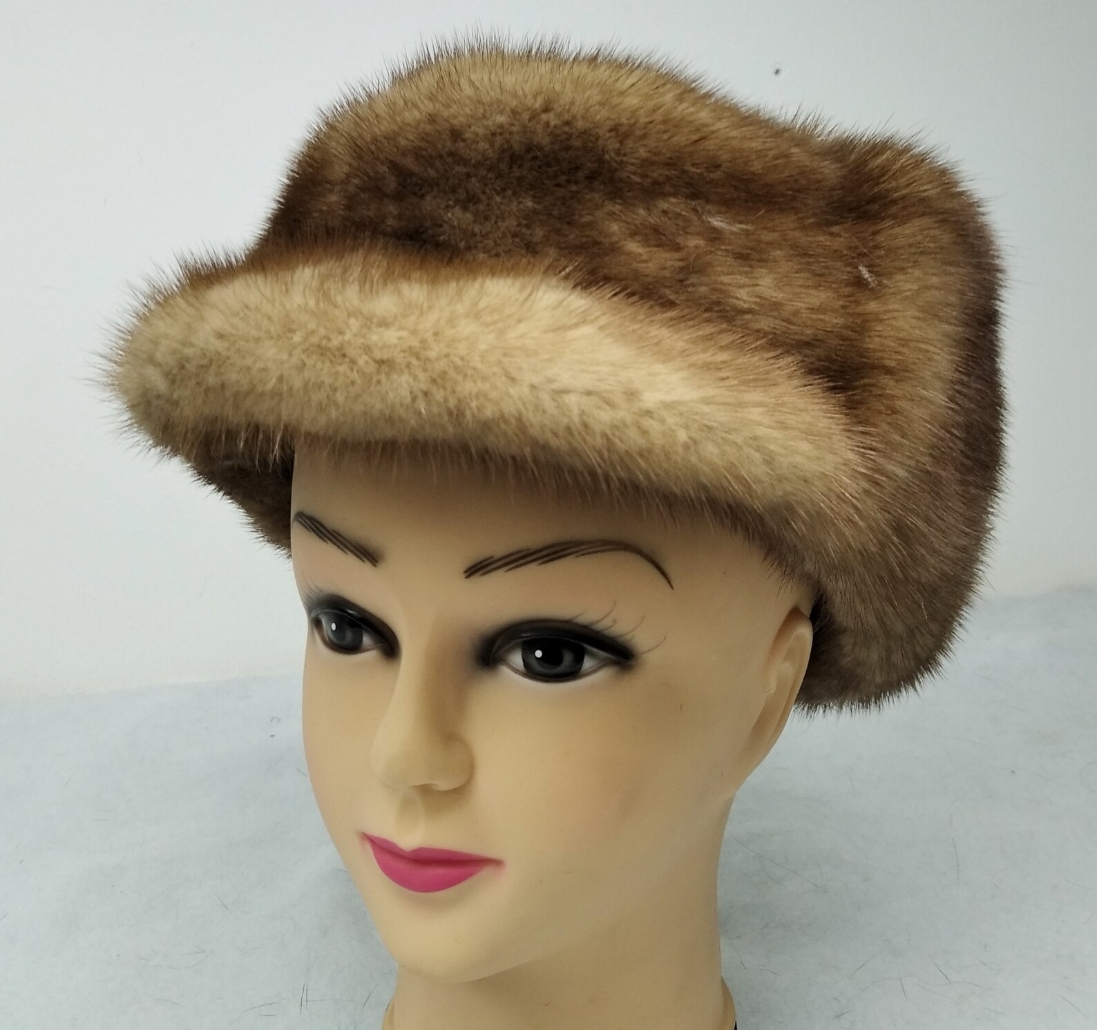 Brown Mink Fur Hat, Brown Mink Fur Breton, Fashionable Mink Hat, Real