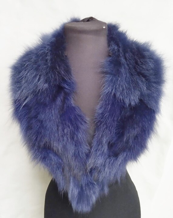 Blue fox fur collar discount